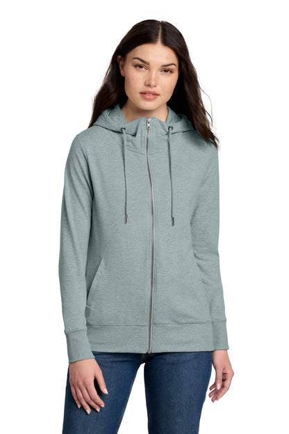 Custom Embroidered District Sweatshirts in Flint Blue Heather