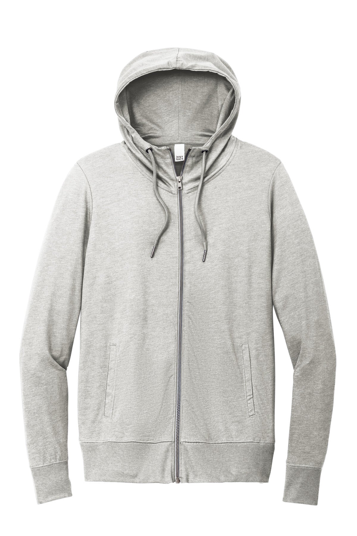 Custom Embroidered District Sweatshirts in Light Heather Grey