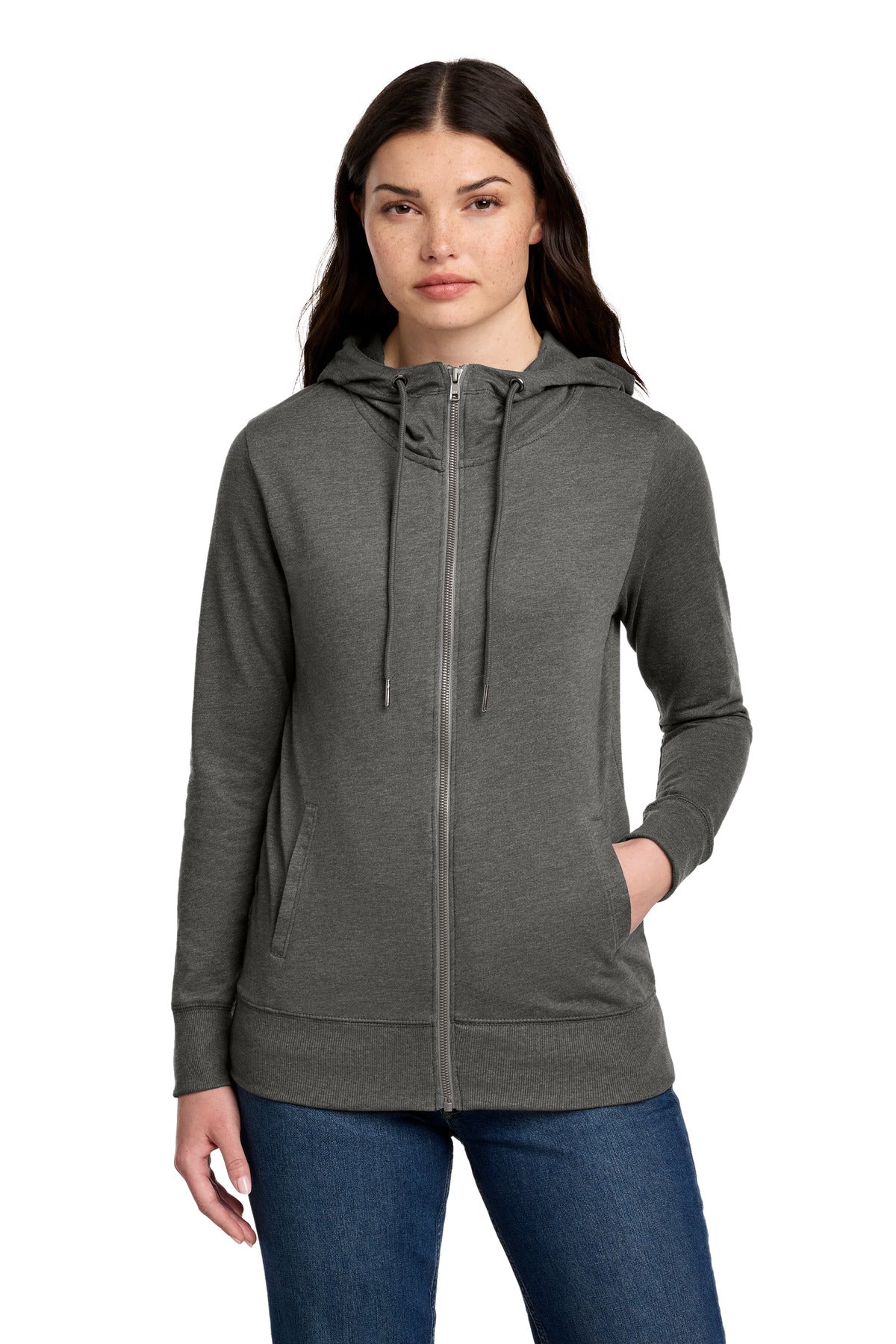 Custom Embroidered District Sweatshirts in Washed Coal