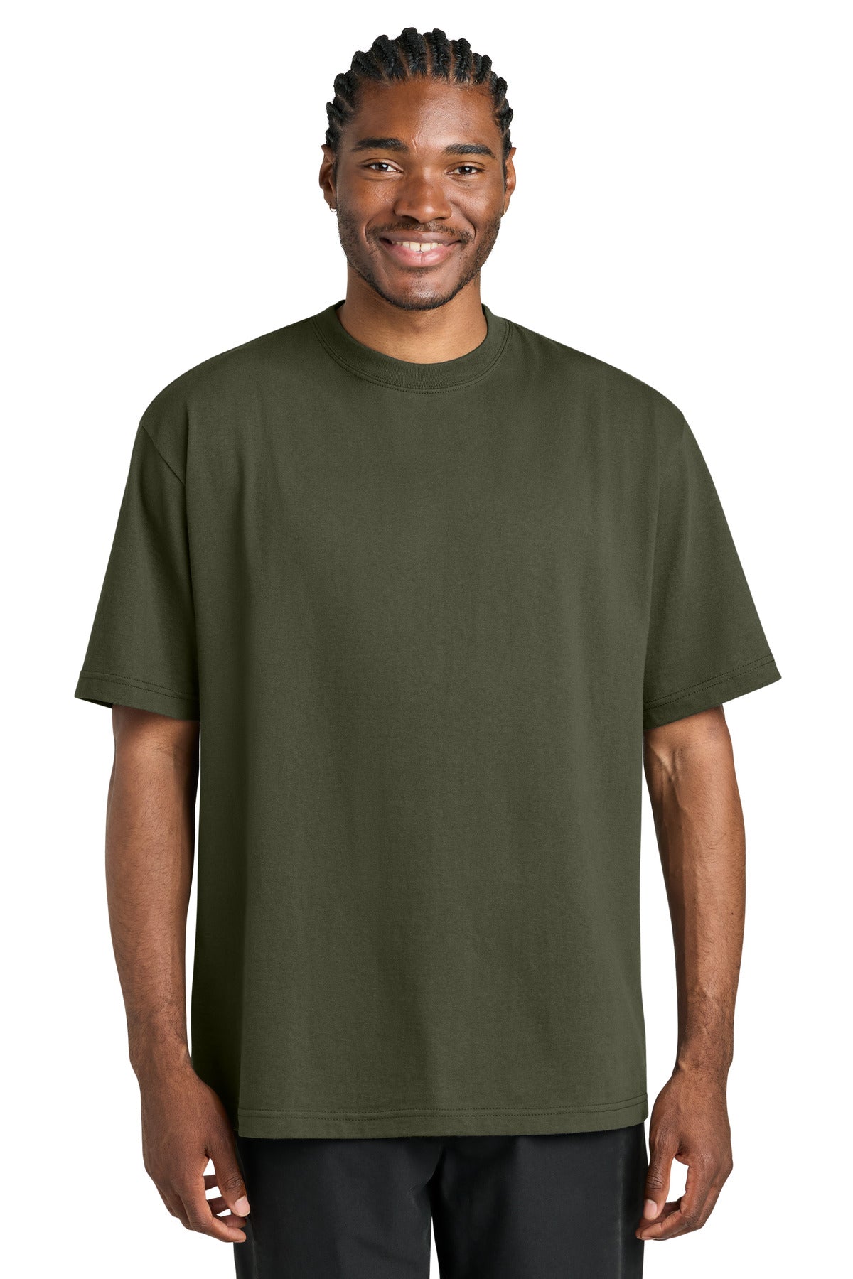 Custom Embroidered District T-Shirts  in Dark Olive