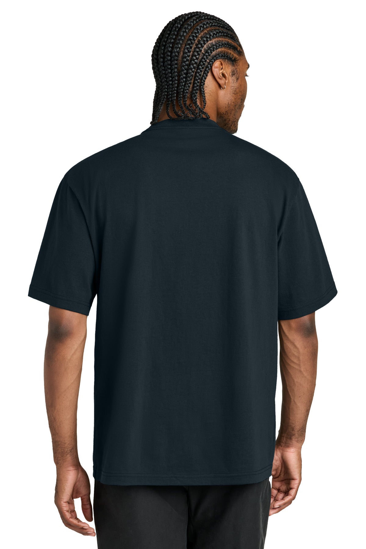 Custom Embroidered District T-Shirts  in Navy Blue