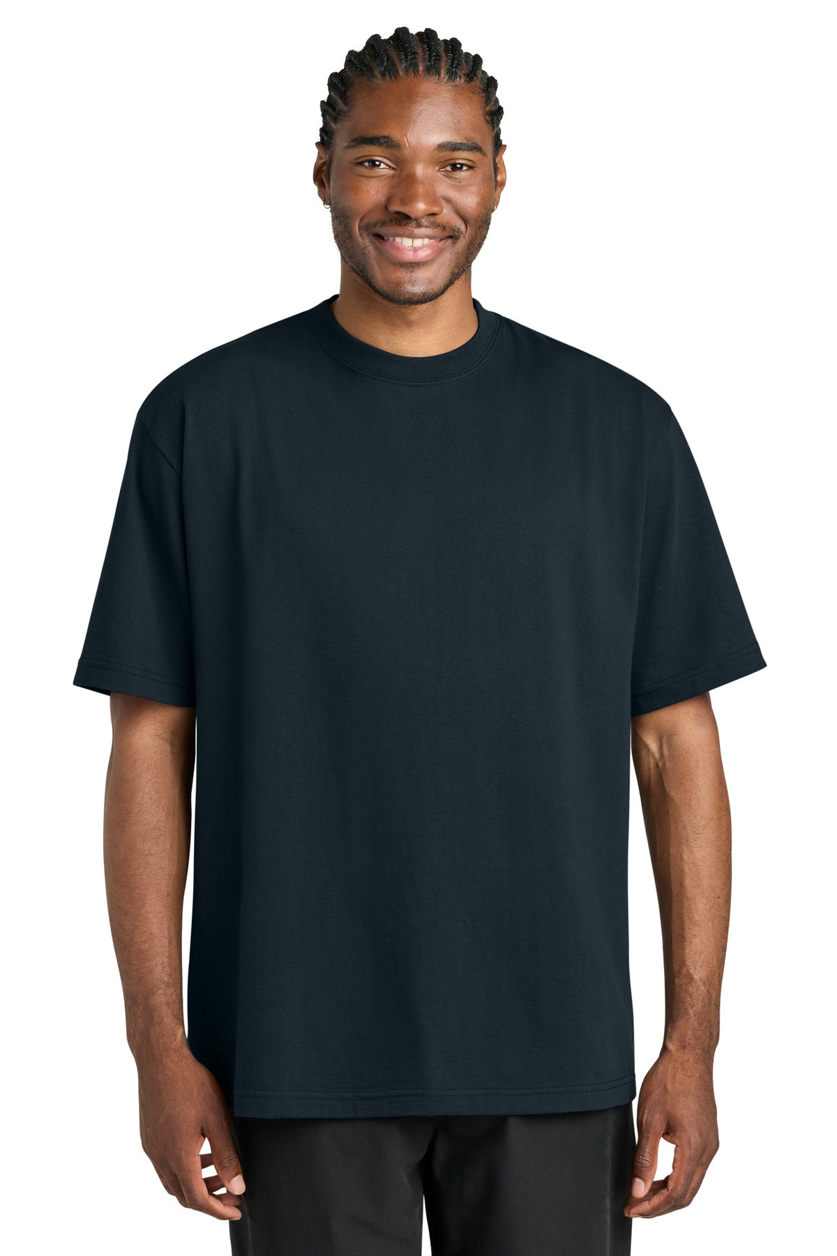 Custom Embroidered District T-Shirts  in Navy Blue