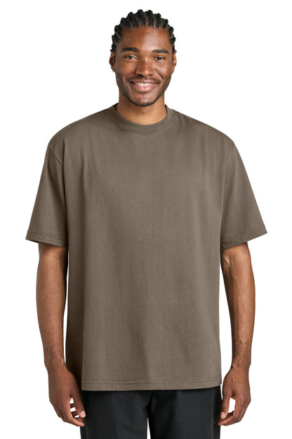 Custom Embroidered District T-Shirts  in Warm Taupe