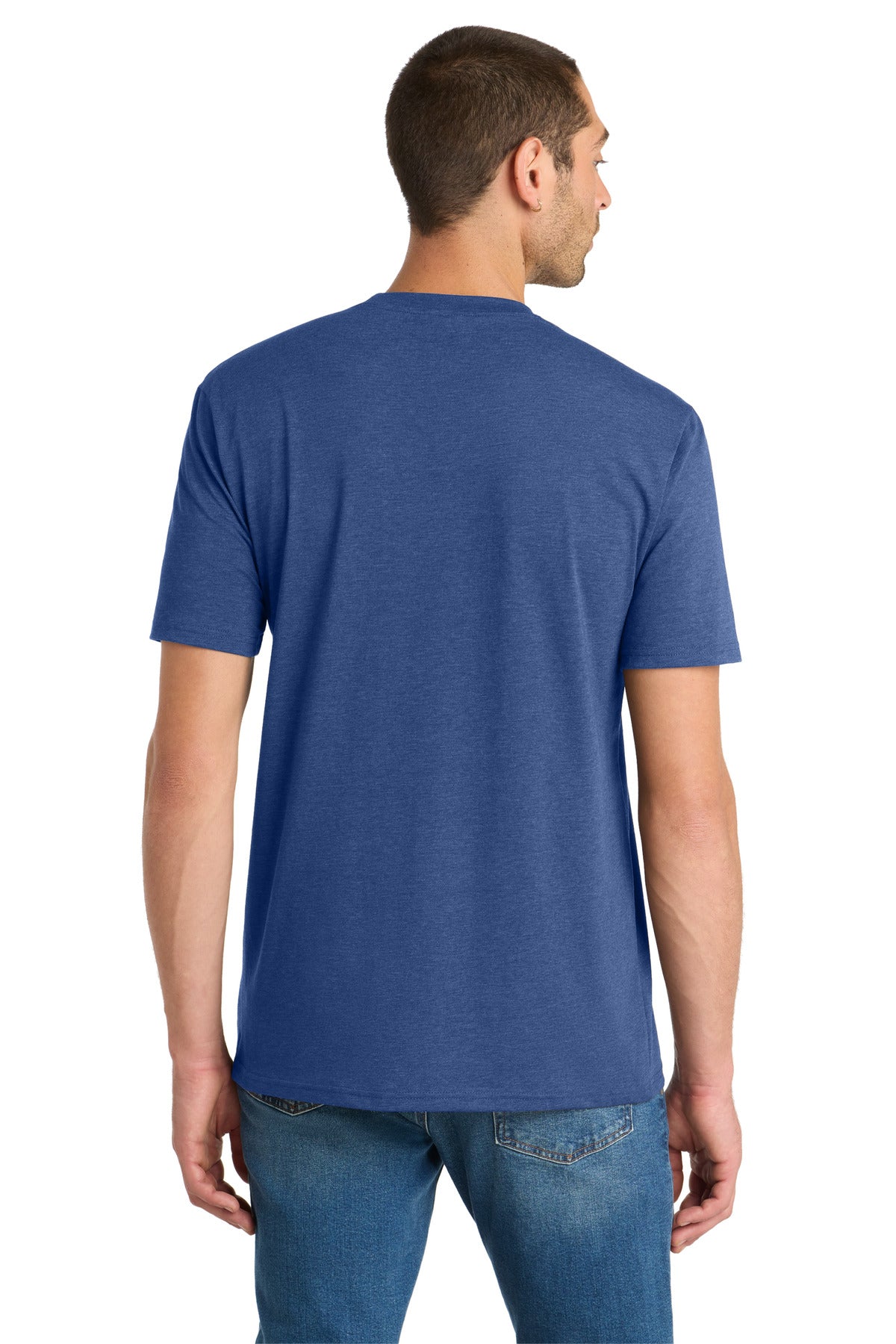 Custom Embroidered District T-Shirts  in Heathered Deep Royal