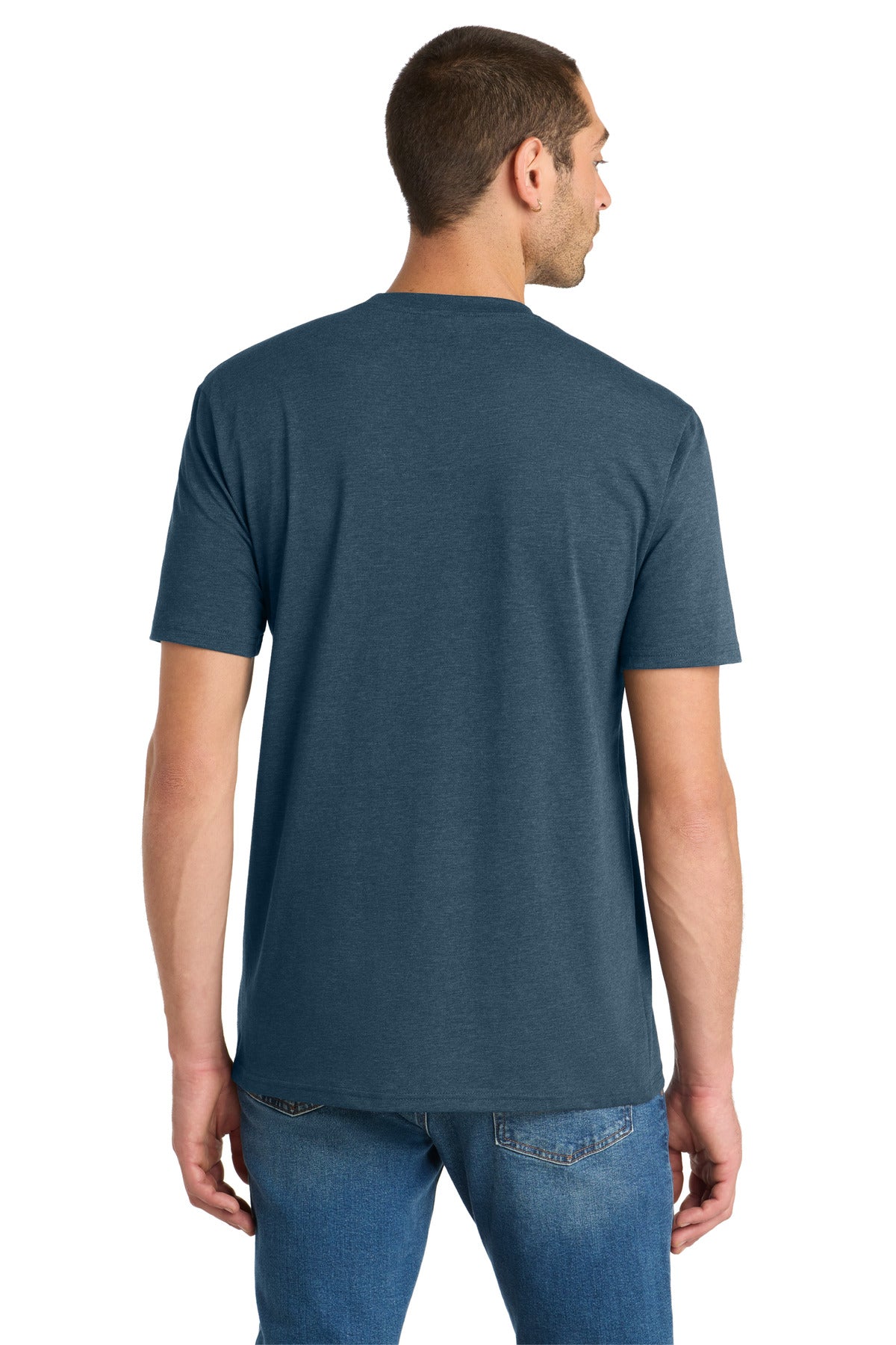Custom Embroidered District T-Shirts  in Heathered Neptune Blue