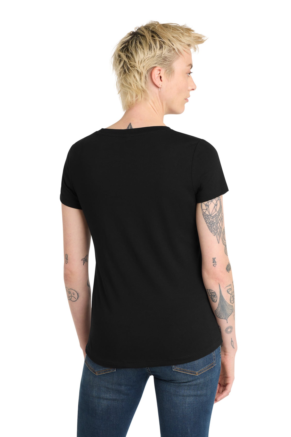 Custom Embroidered District T-Shirts  in Black