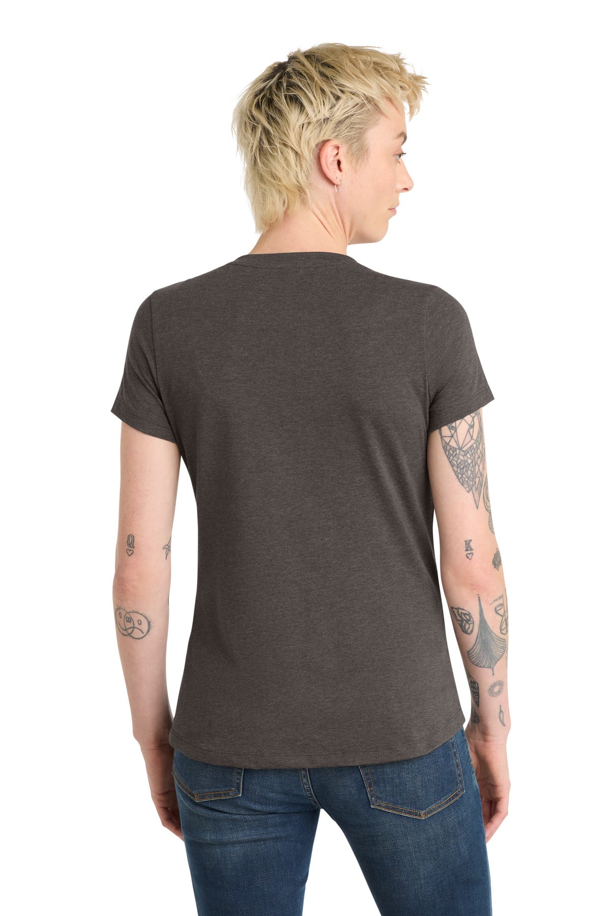 Custom Embroidered District T-Shirts  in Heathered Charcoal