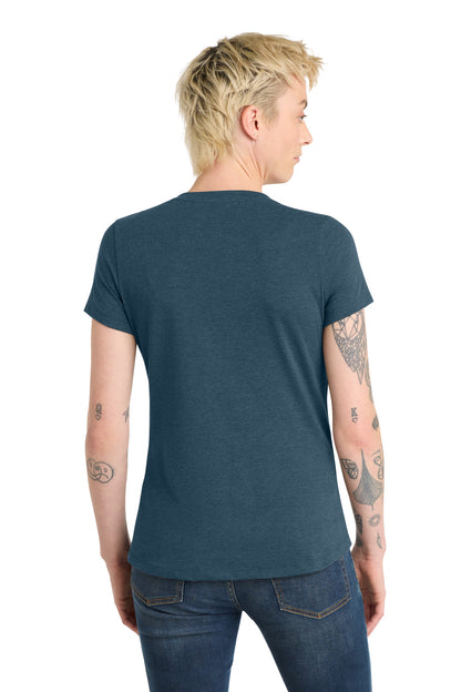 Custom Embroidered District T-Shirts  in Heathered Neptune Blue