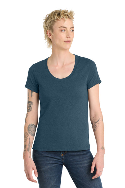 Custom Embroidered District T-Shirts  in Heathered Neptune Blue
