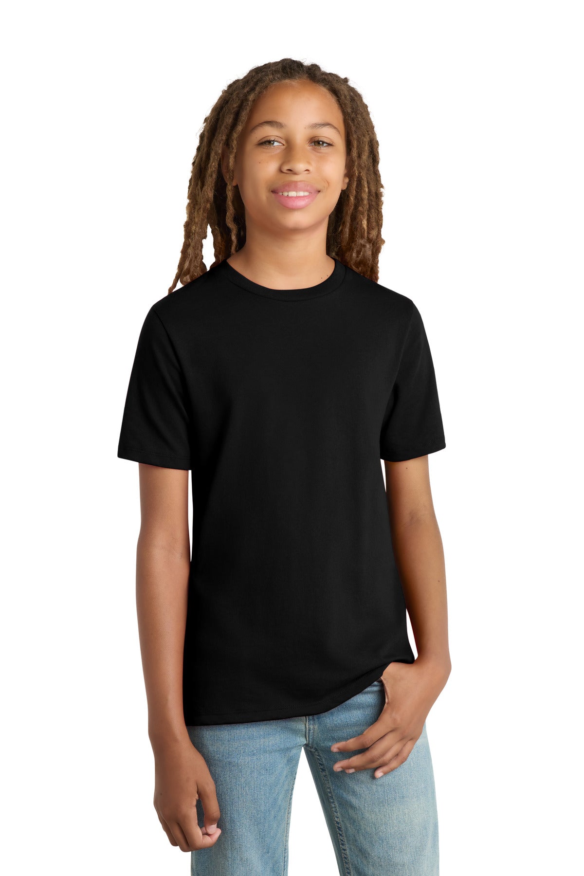 Custom Embroidered District T-Shirts  in Black