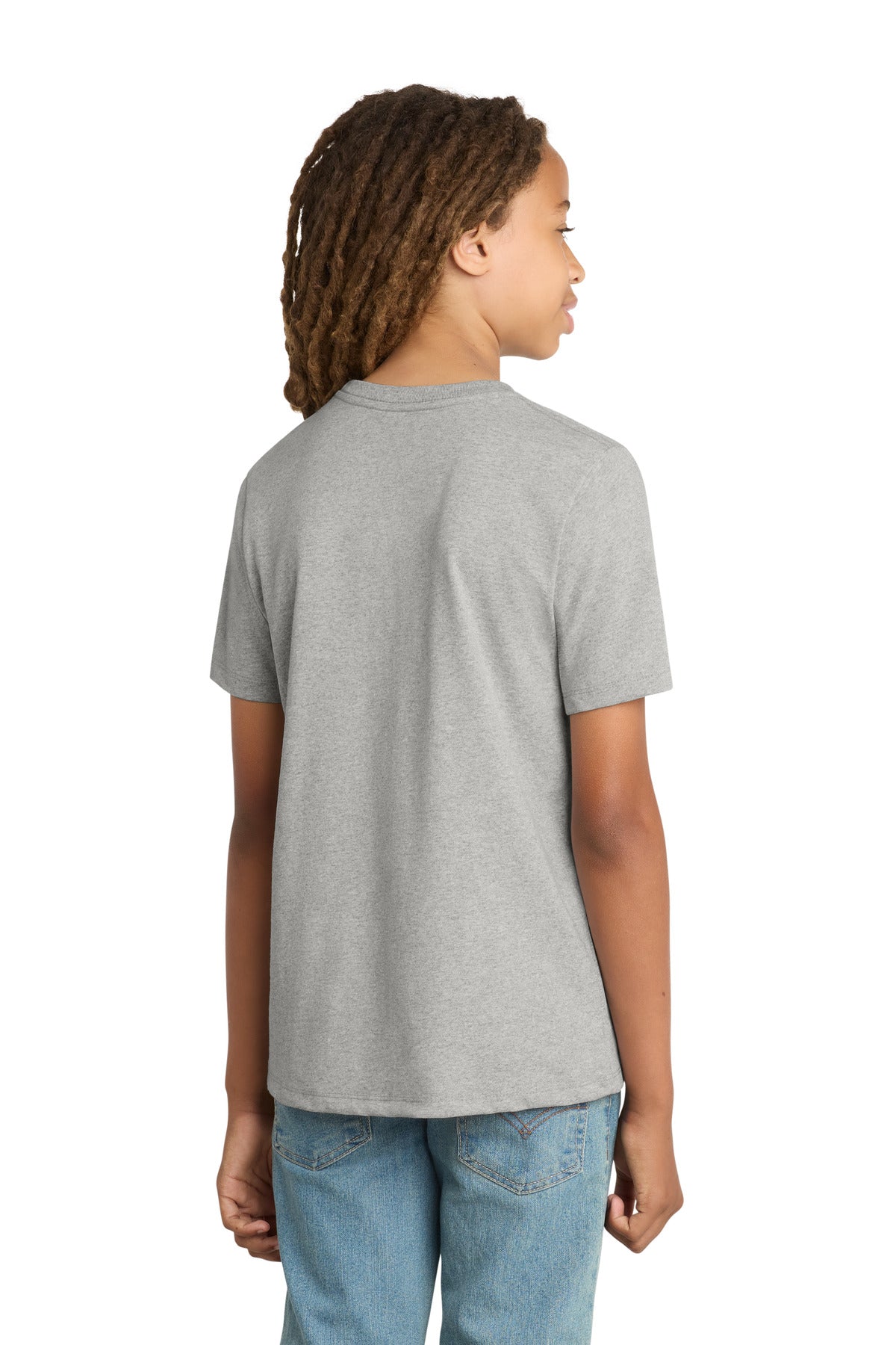 Custom Embroidered District T-Shirts  in Light Heather Grey