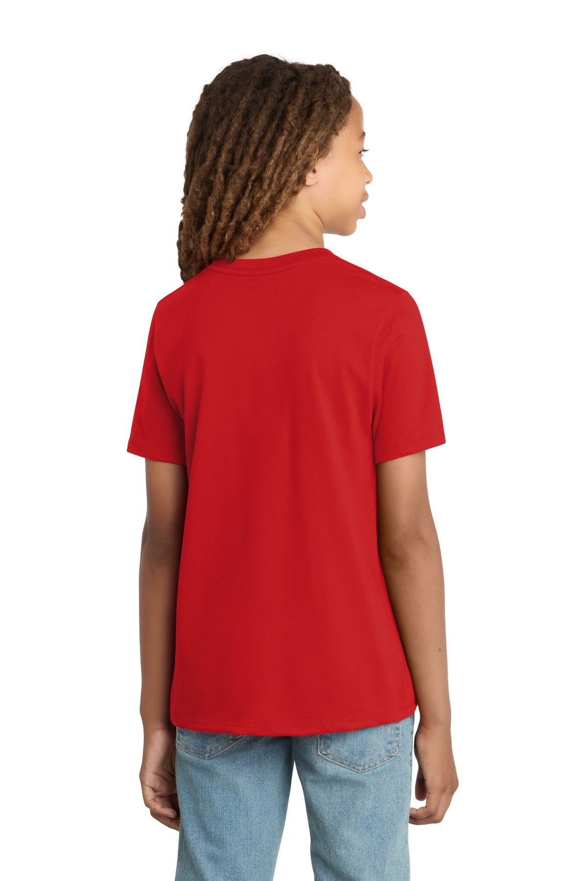 Custom Embroidered District T-Shirts  in Ruby Red