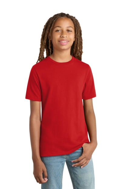 Custom Embroidered District T-Shirts  in Ruby Red