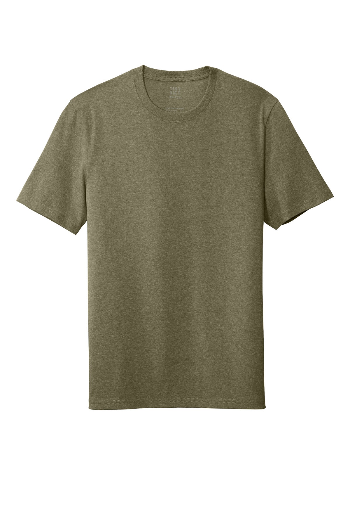 Custom Embroidered District T-Shirts  in Light Olive Heather