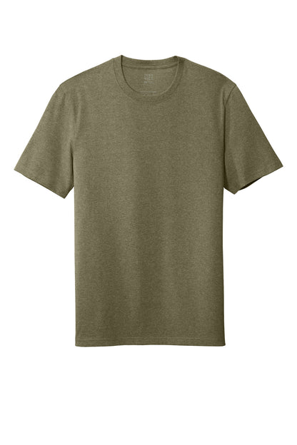 Custom Embroidered District T-Shirts  in Light Olive Heather