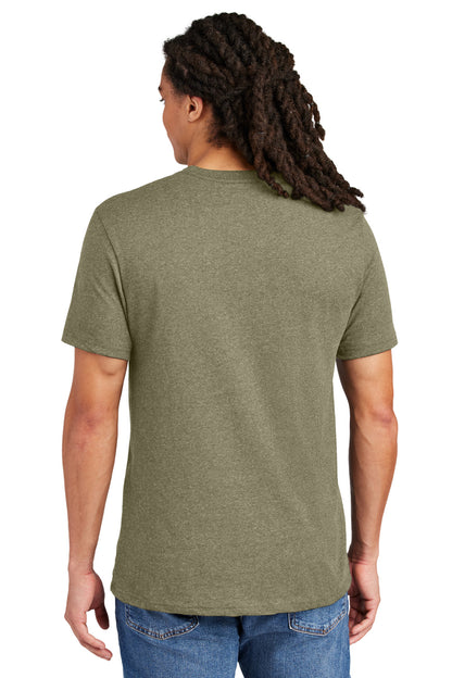 Custom Embroidered District T-Shirts  in Light Olive Heather
