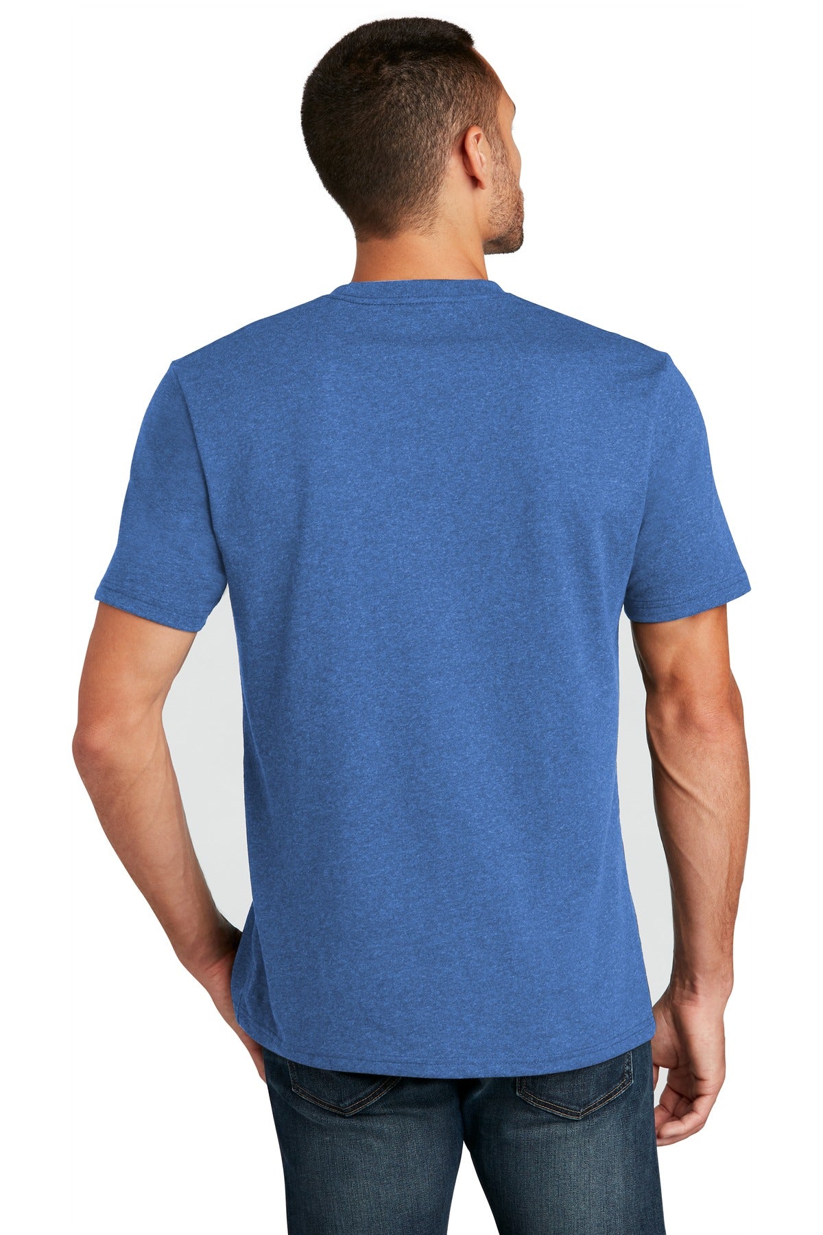 Custom Embroidered District T-Shirts  in Blue Heather