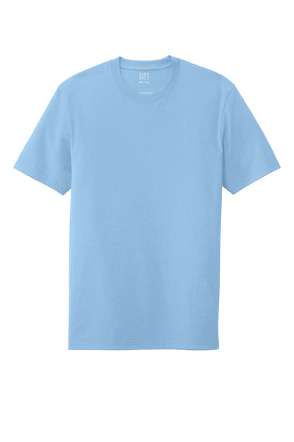 Custom Embroidered District T-Shirts  in Crystal Blue