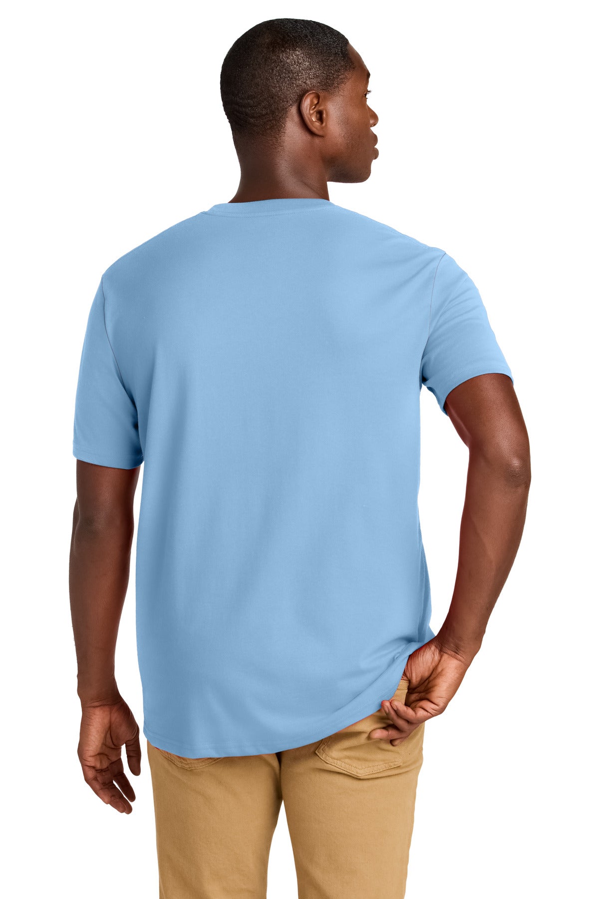 Custom Embroidered District T-Shirts  in Crystal Blue