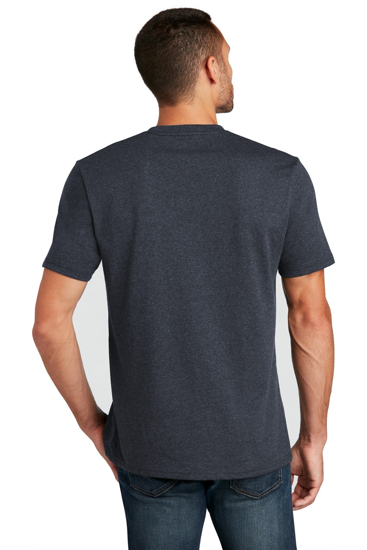 Custom Embroidered District T-Shirts  in Heathered Navy