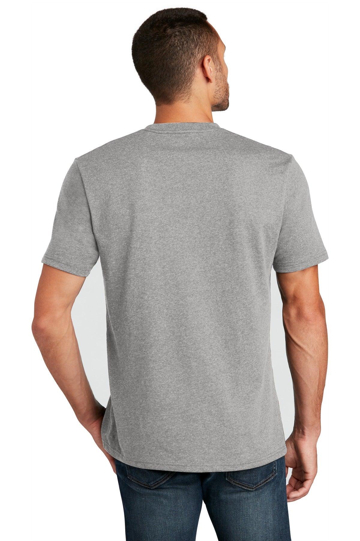 Custom Embroidered District T-Shirts  in Light Heather Grey