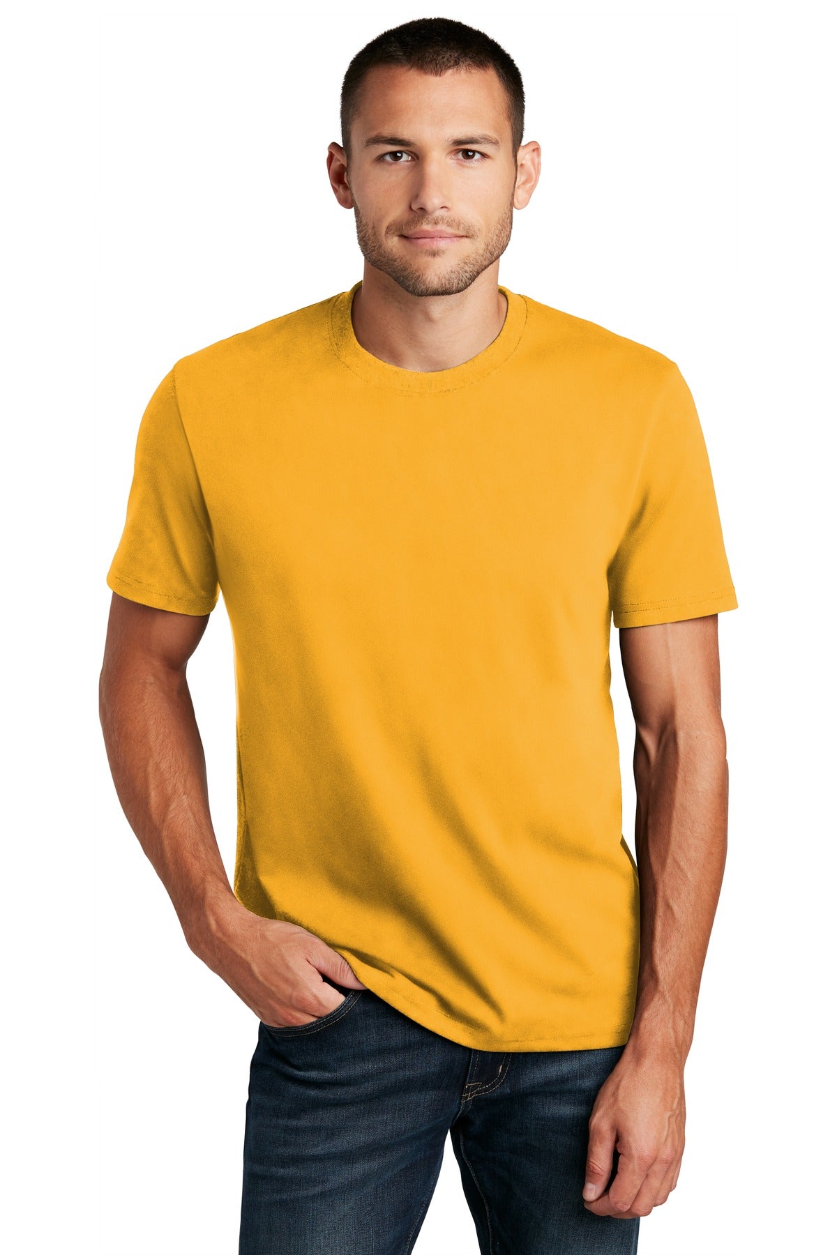 Custom Embroidered District T-Shirts  in Maize Yellow