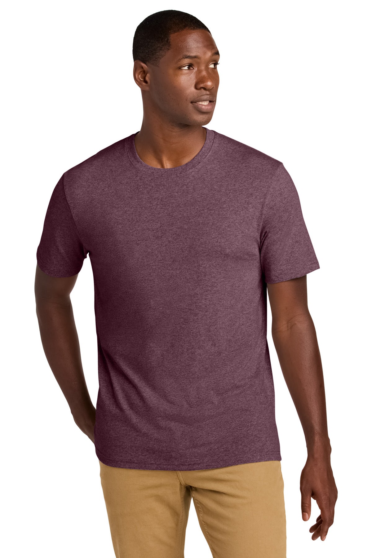 Custom Embroidered District T-Shirts  in Maroon Heather
