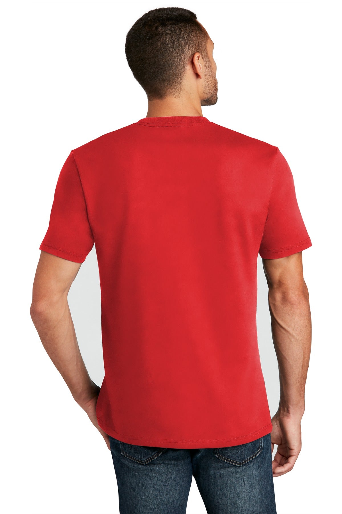 Custom Embroidered District T-Shirts  in Ruby Red