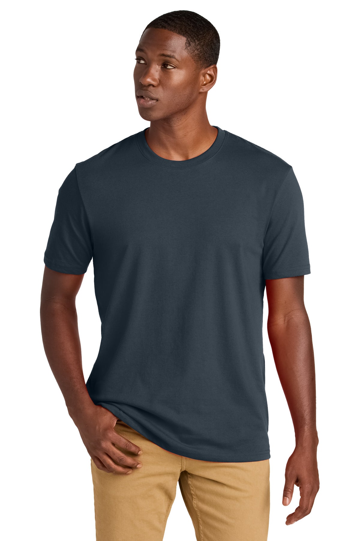 Custom Embroidered District T-Shirts  in True Navy