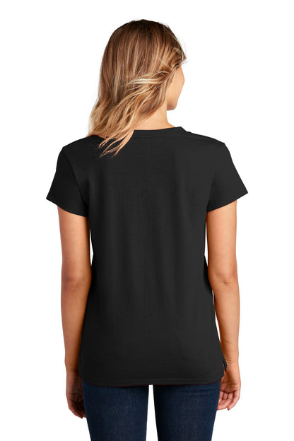 Custom Embroidered District  Women's Re-Tee  V-Neck DT8001,Black