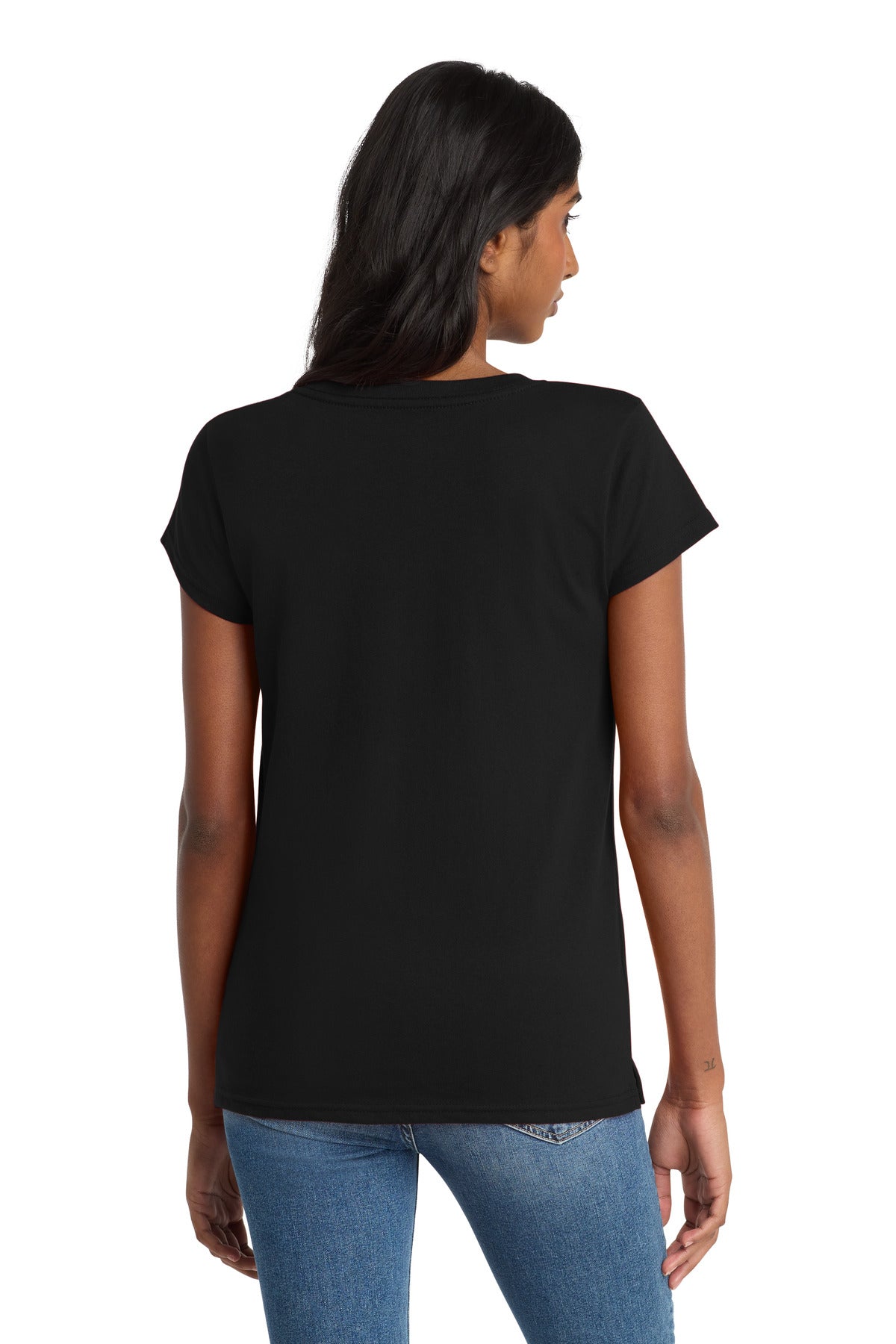 Custom Embroidered District T-Shirts  in Black