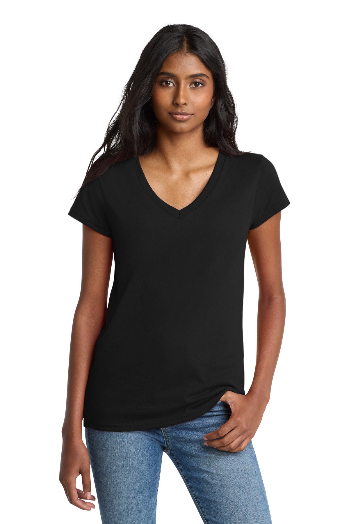 Custom Embroidered District T-Shirts  in Black