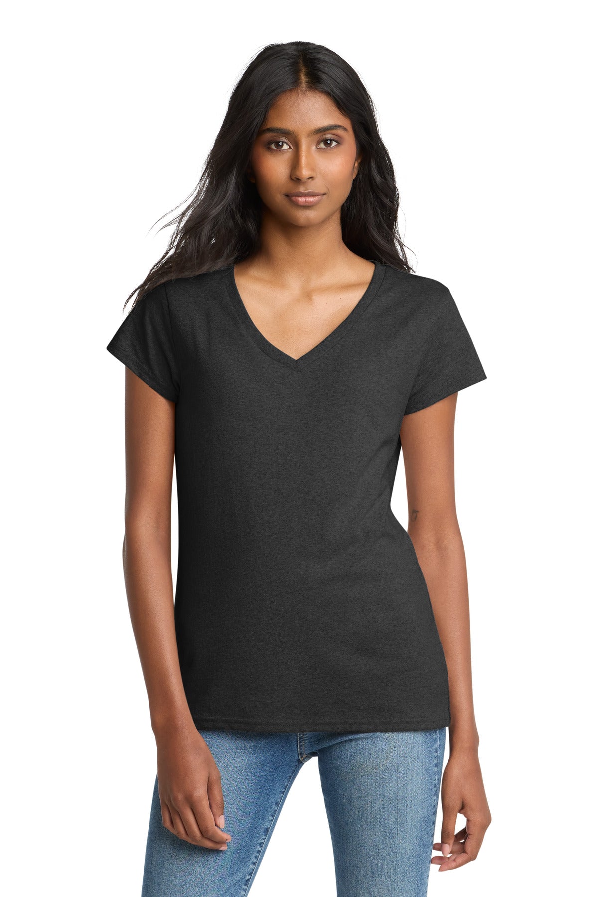 Custom Embroidered District T-Shirts  in Charcoal Heather