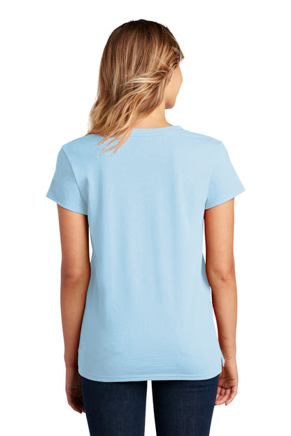 Custom Embroidered District  Women's Re-Tee  V-Neck DT8001,Crystal Blue