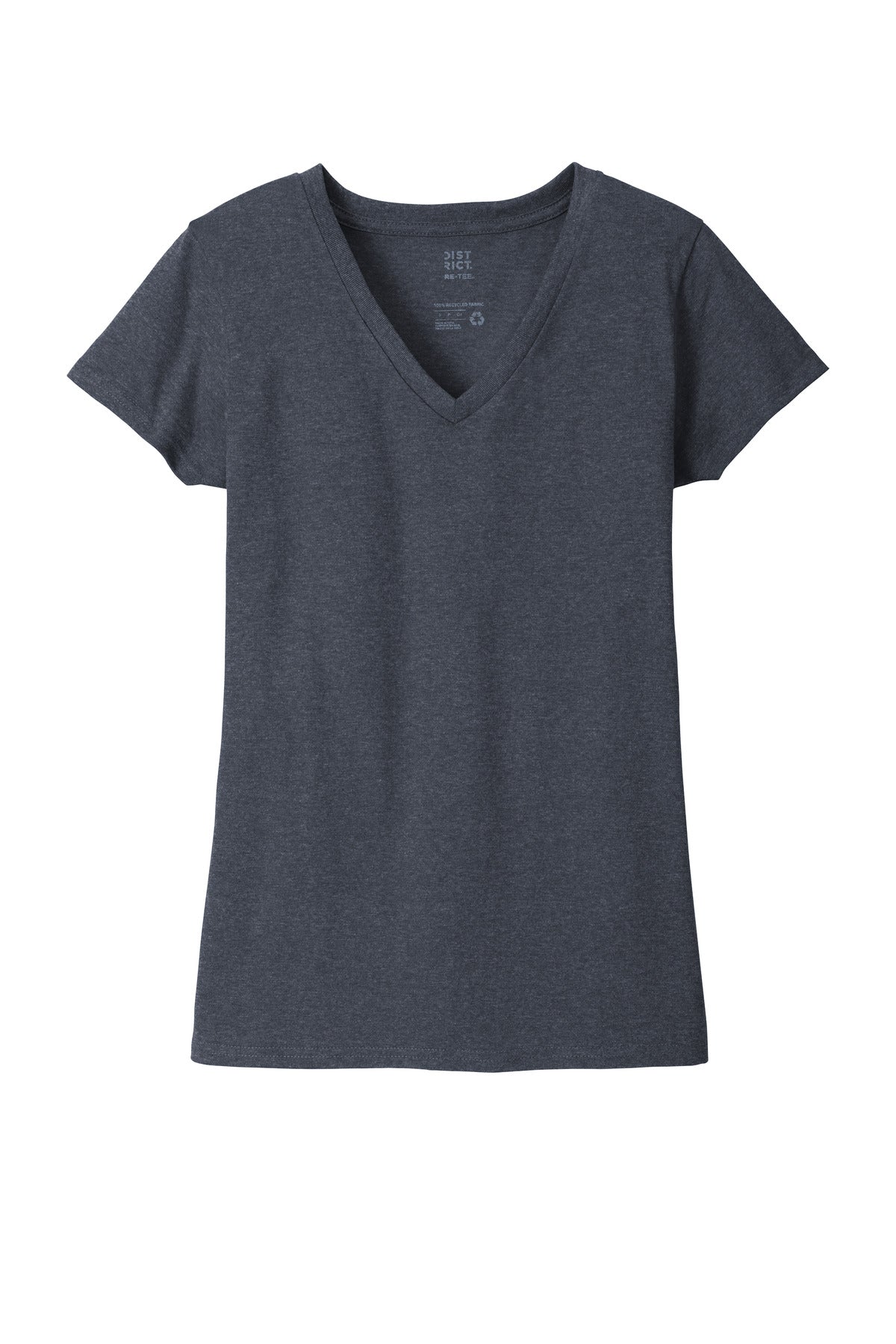 Custom Embroidered District T-Shirts  in Heathered Navy