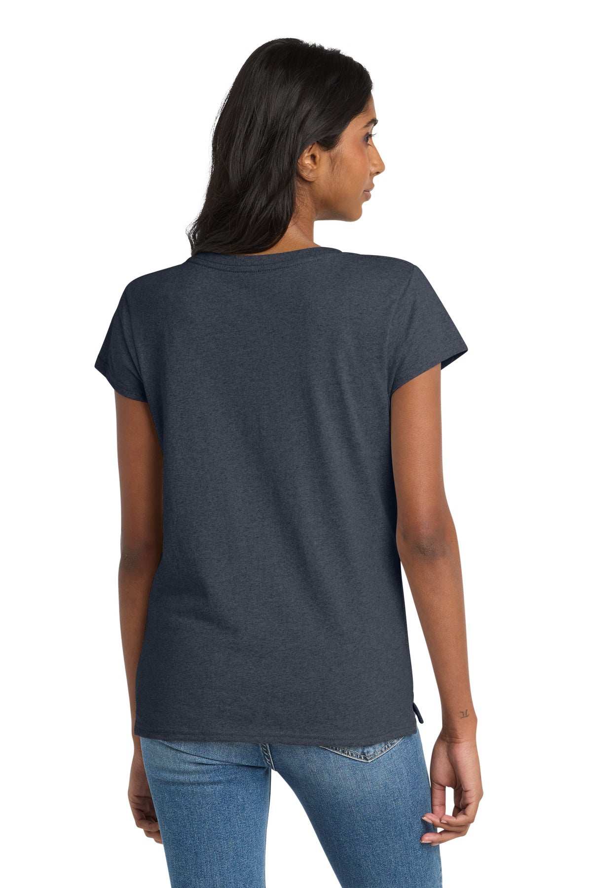 Custom Embroidered District T-Shirts  in Heathered Navy