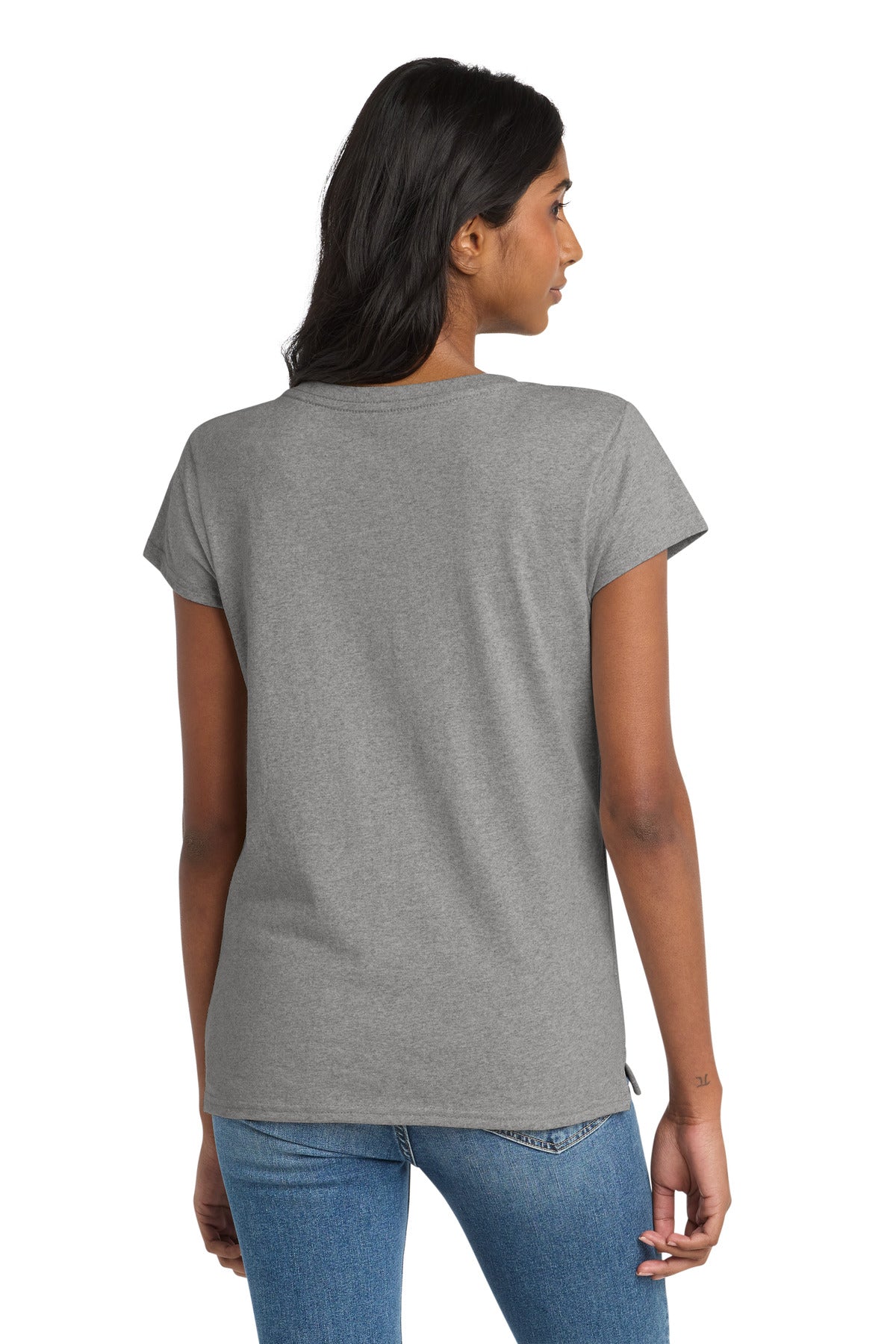 Custom Embroidered District T-Shirts  in Light Heather Grey