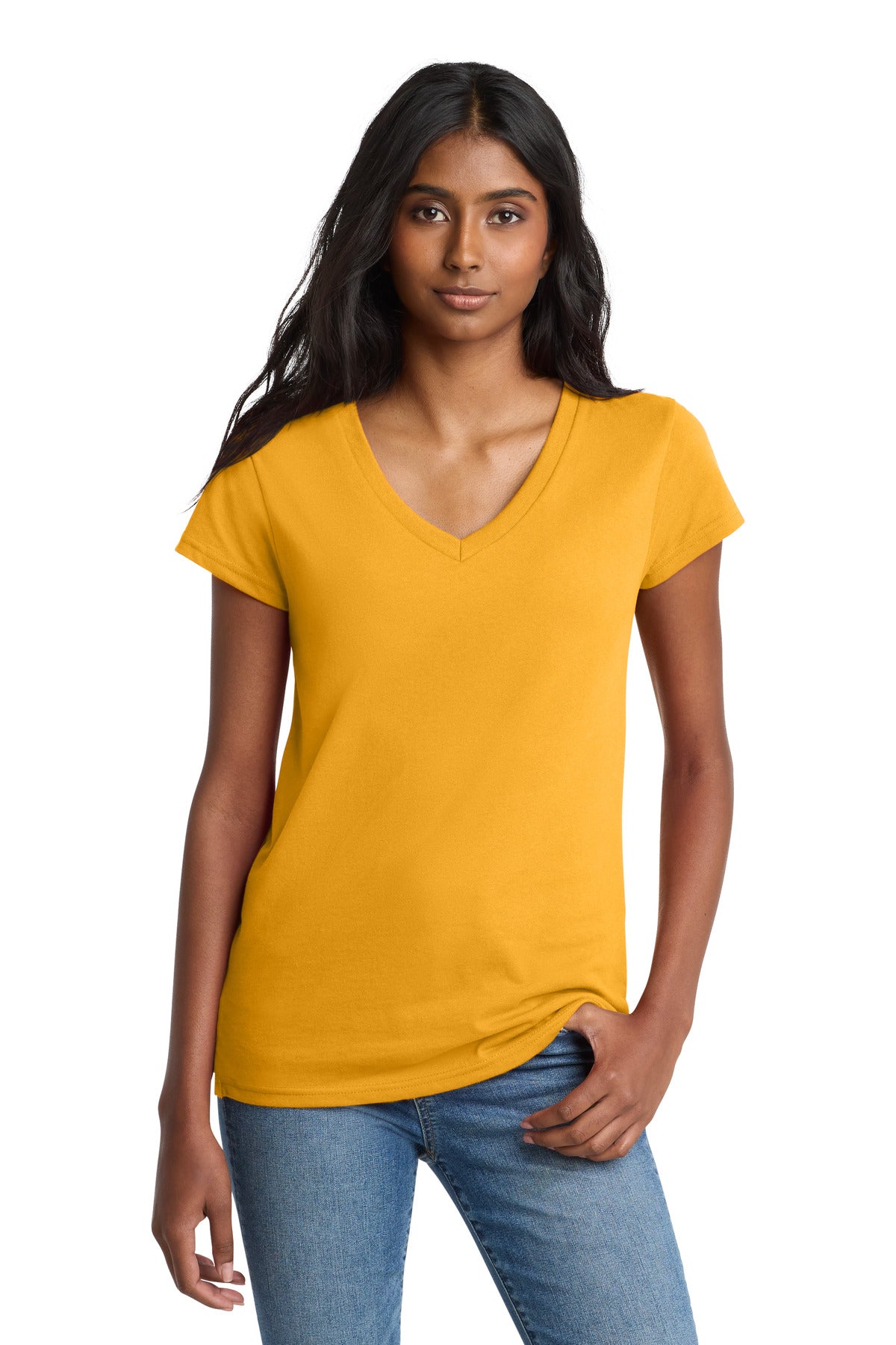 Custom Embroidered District T-Shirts  in Maize Yellow