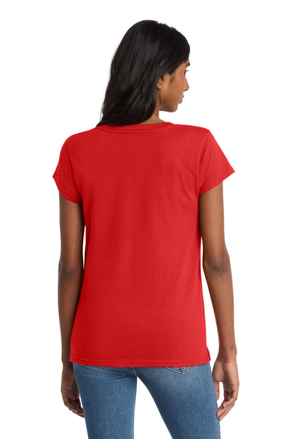 Custom Embroidered District T-Shirts  in Ruby Red