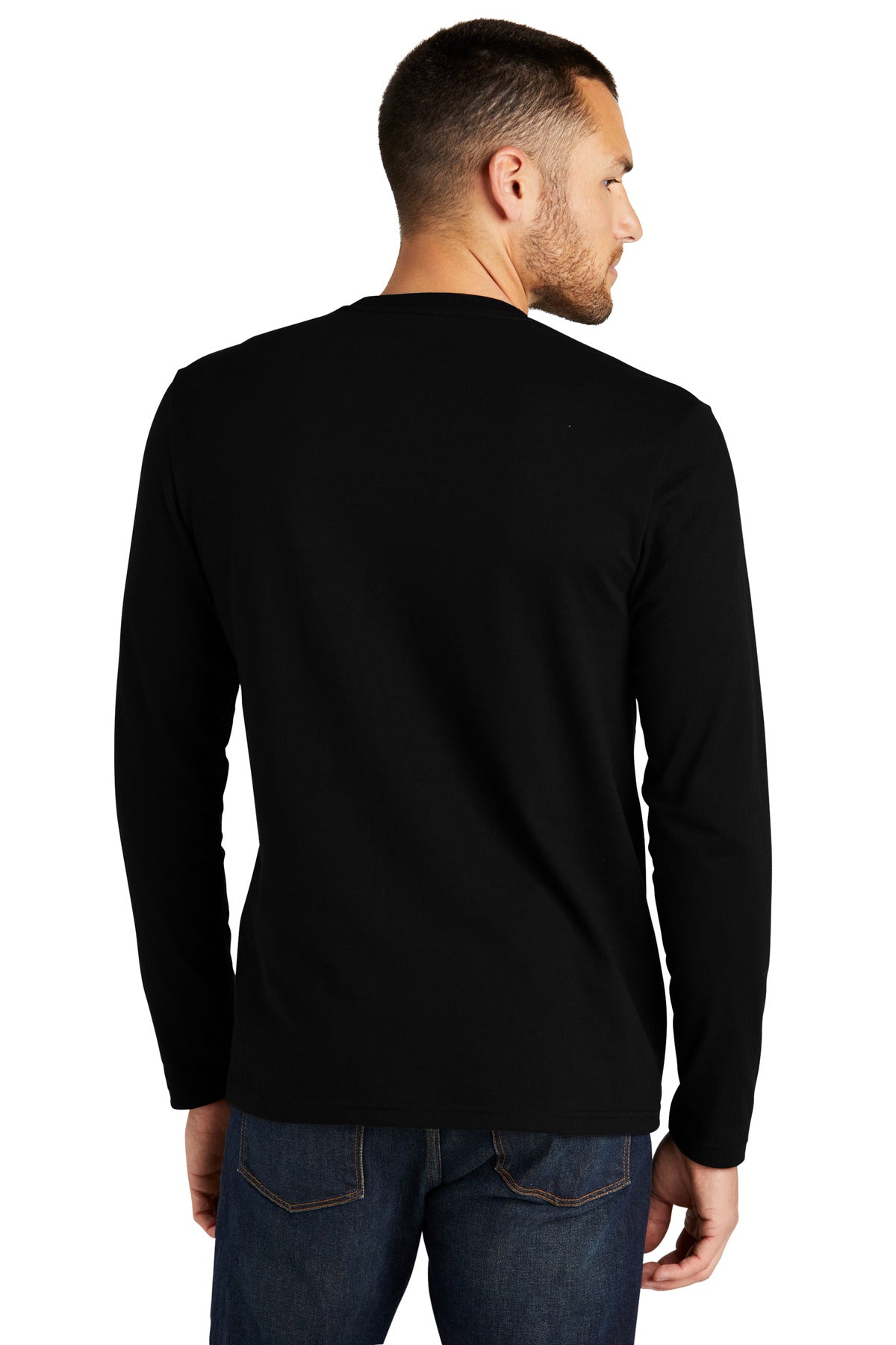 Custom Embroidered District Re-Tee Long Sleeve DT8003,Black