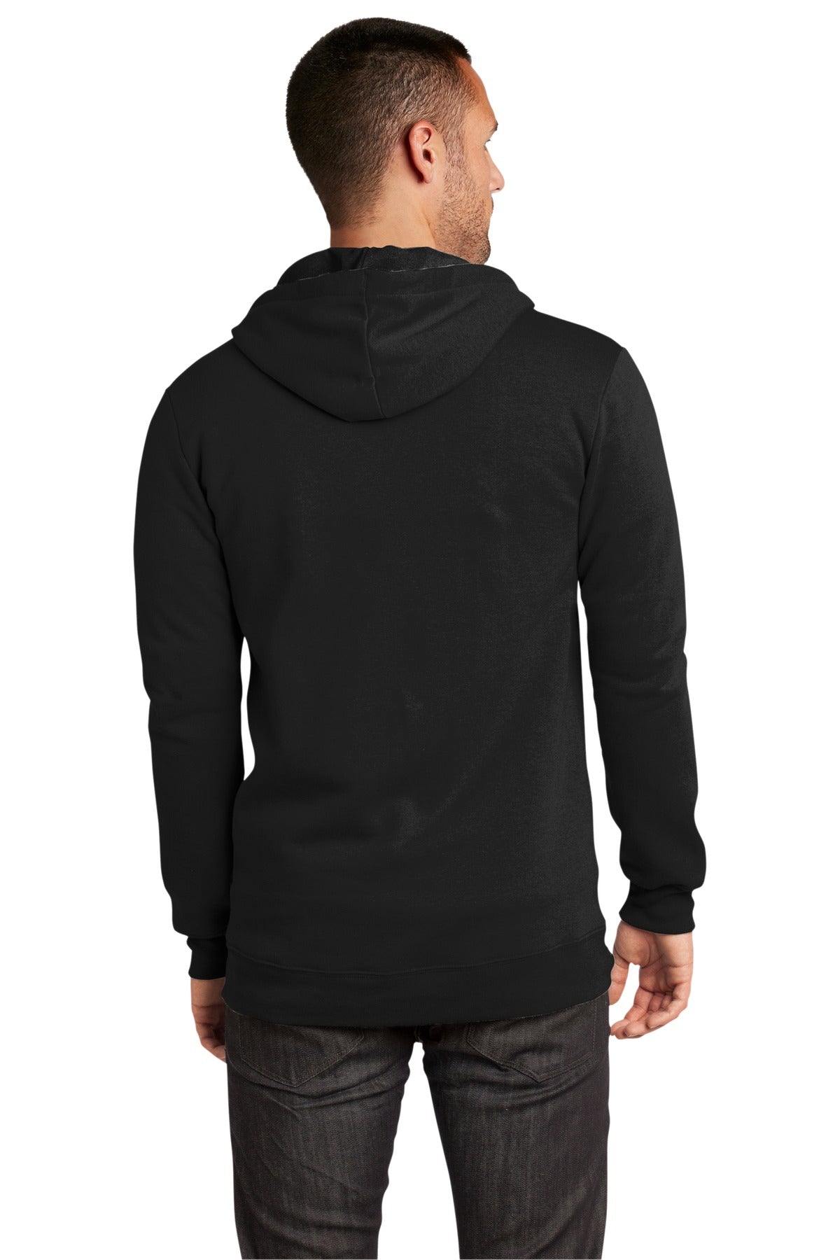 Custom Embroidered District The Concert Fleece Full-Zip Hoodie. DT800,Black