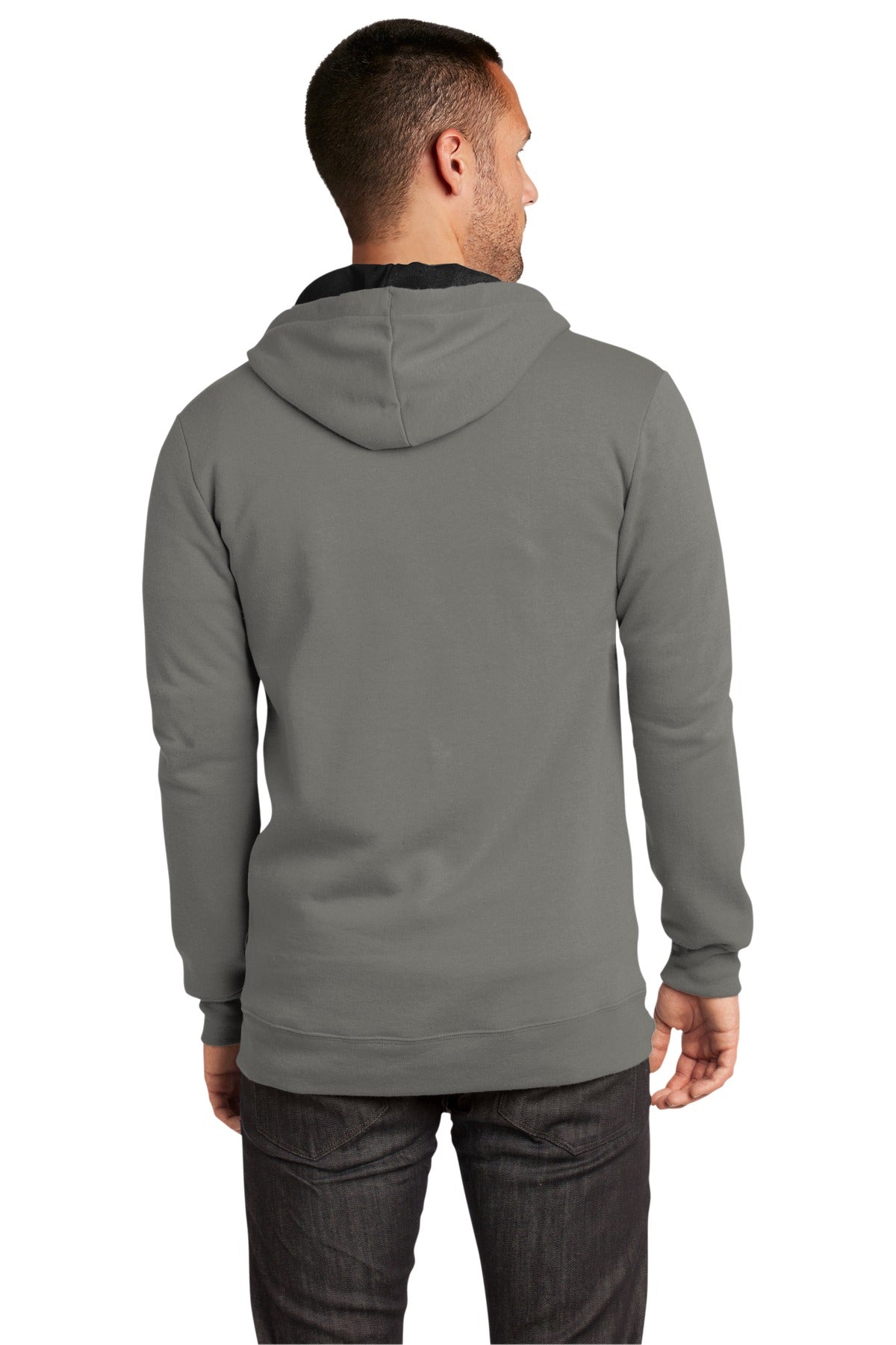 Custom Embroidered District The Concert Fleece Full-Zip Hoodie. DT800,Grey