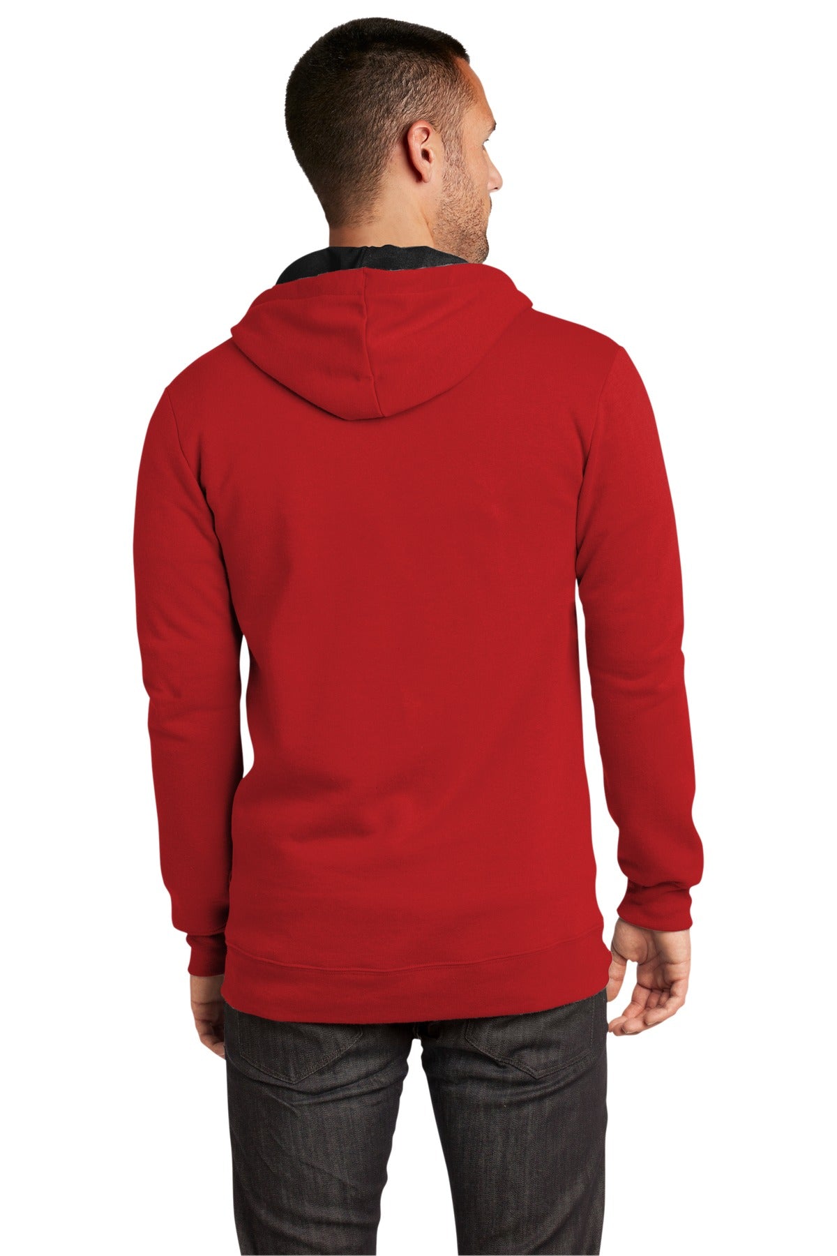 Custom Embroidered District The Concert Fleece Full-Zip Hoodie. DT800,New Red
