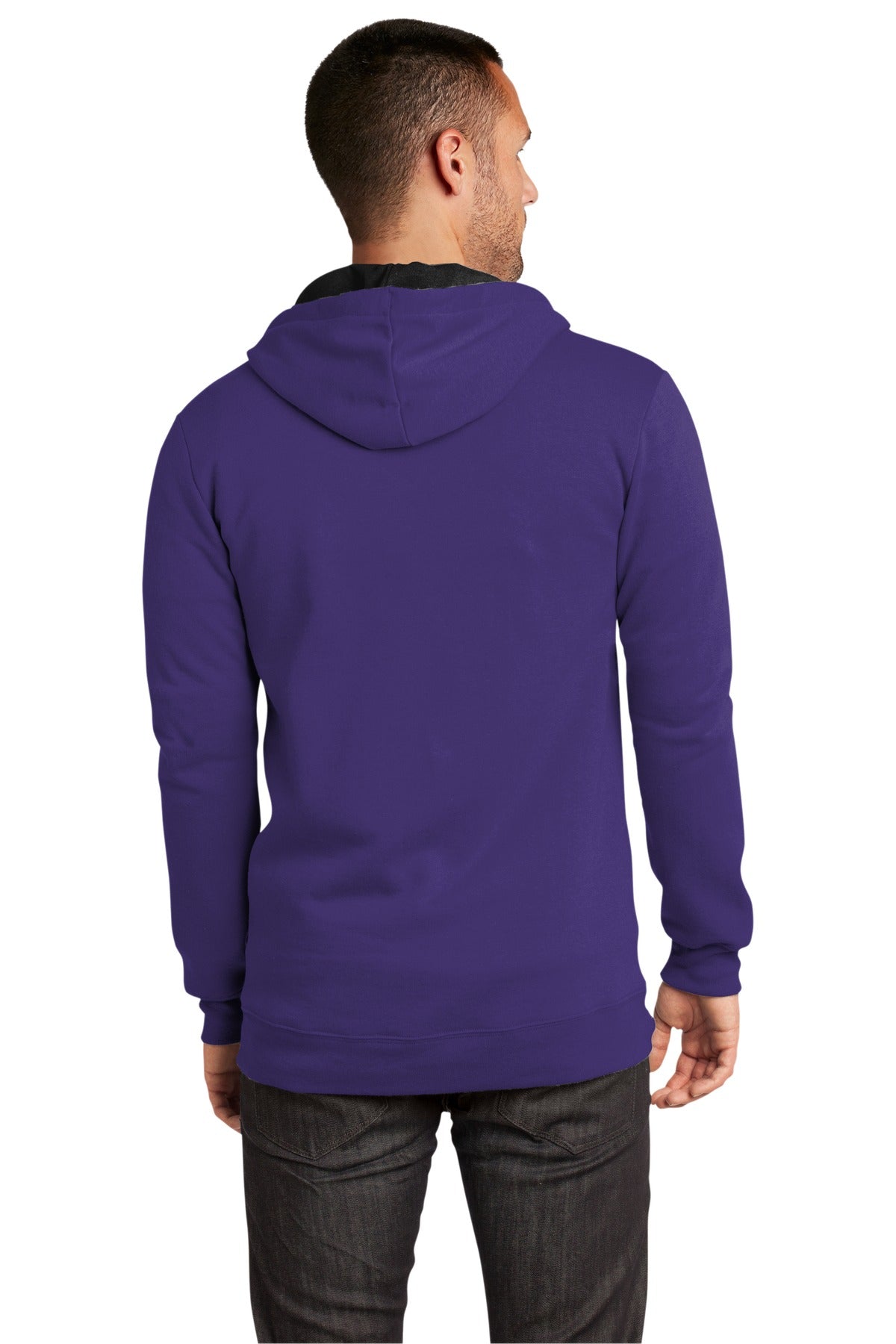 Custom Embroidered District The Concert Fleece Full-Zip Hoodie. DT800,Purple