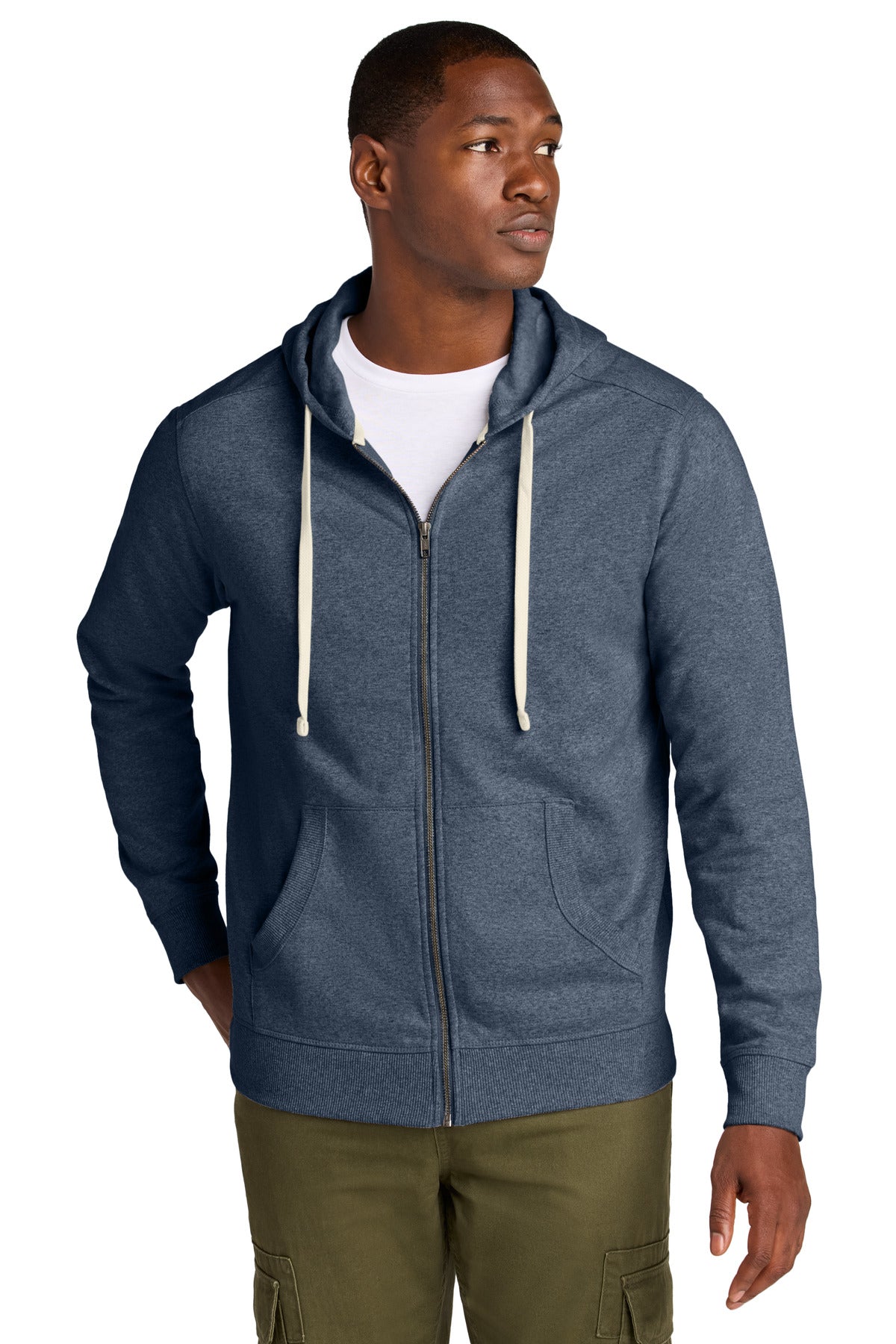 Custom Embroidered District Sweatshirts/Fleece in Heathered Navy