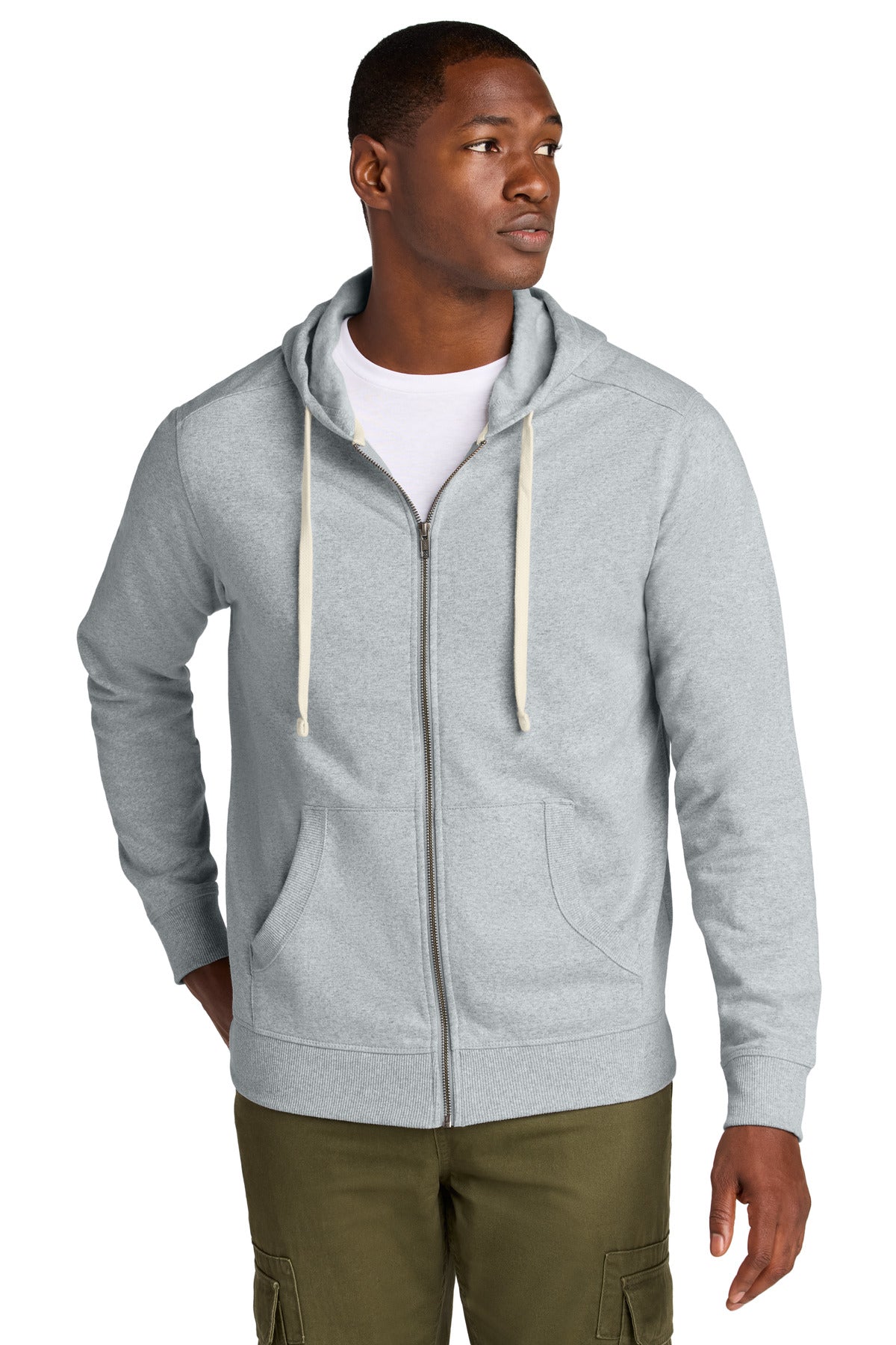 Custom Embroidered District Sweatshirts/Fleece in Light Heather Grey