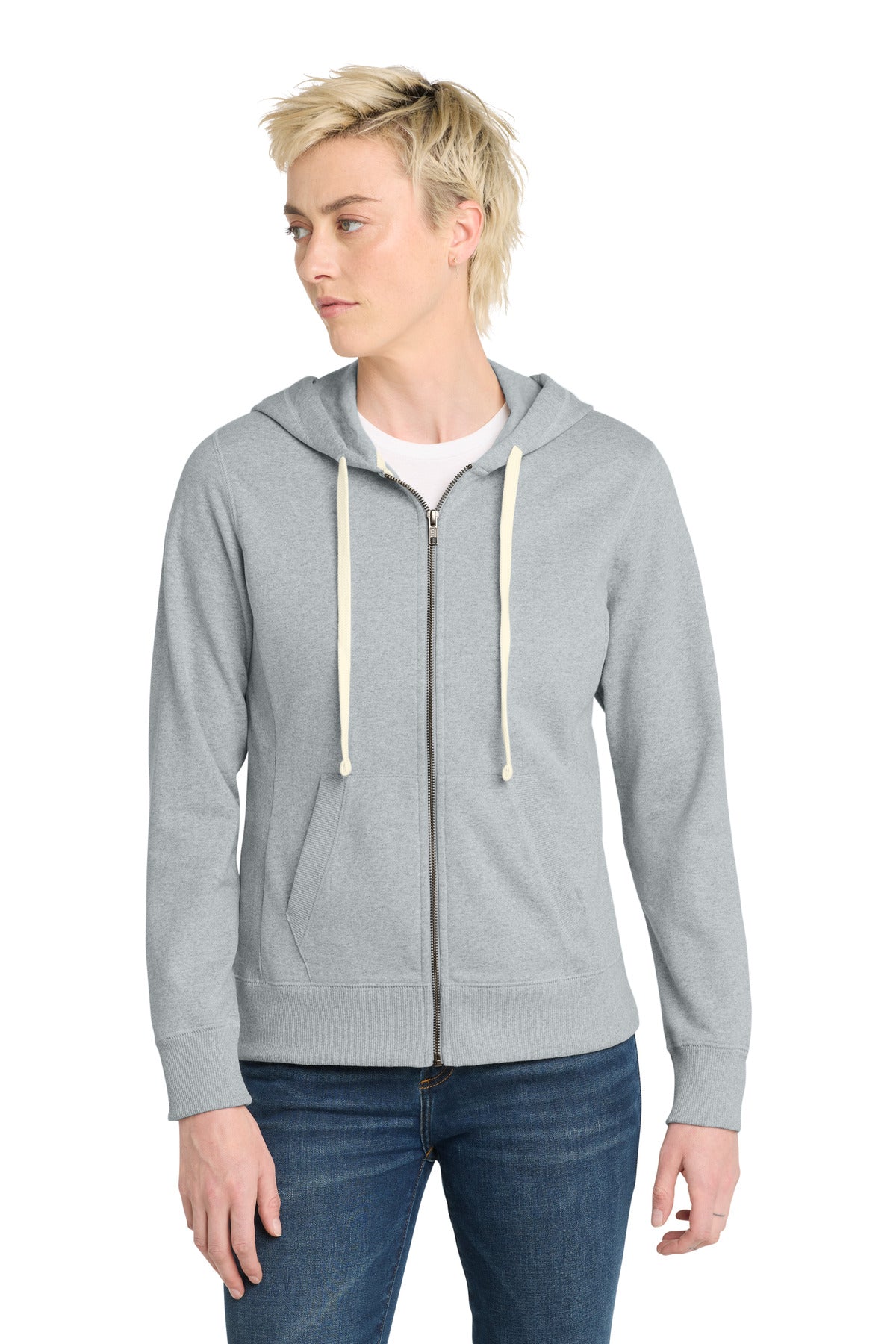 Custom Embroidered District Sweatshirts/Fleece in Light Heather Grey