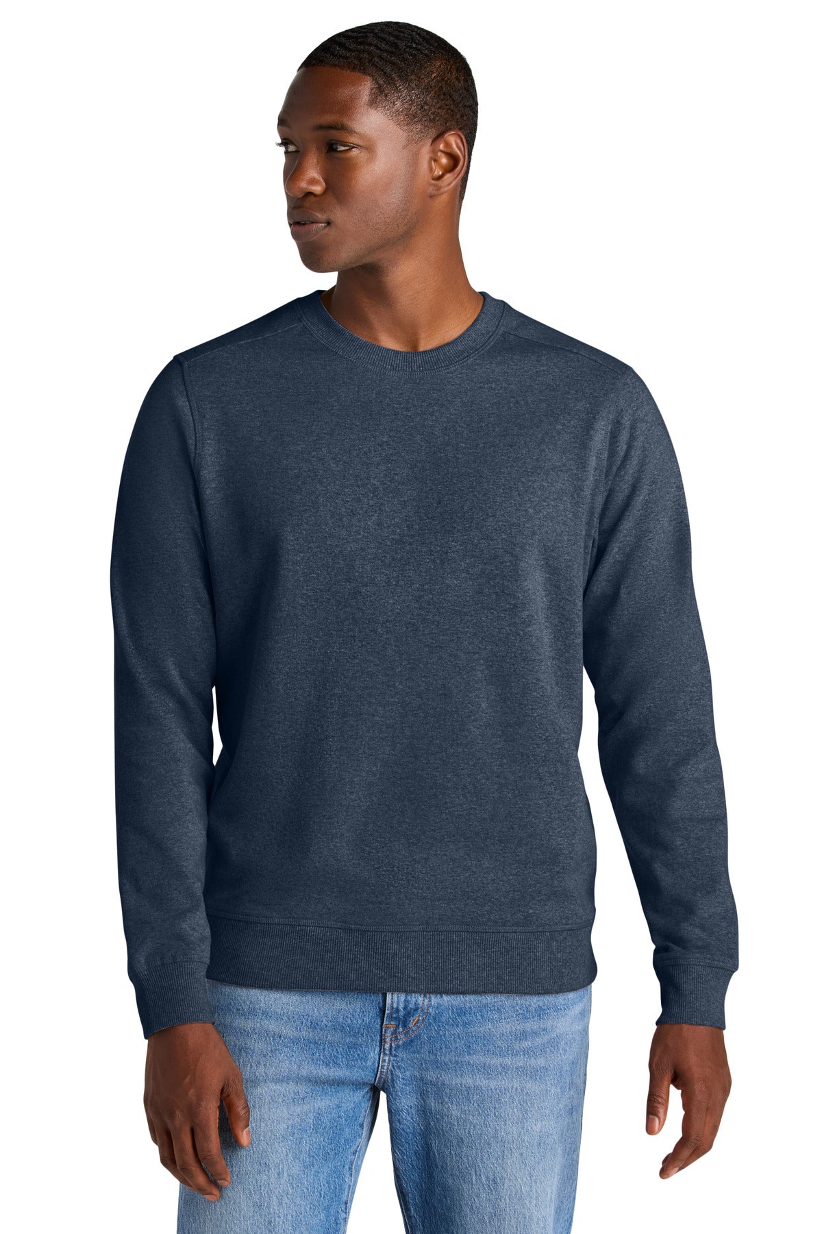 Custom Embroidered District Sweatshirts/Fleece in Heathered Navy
