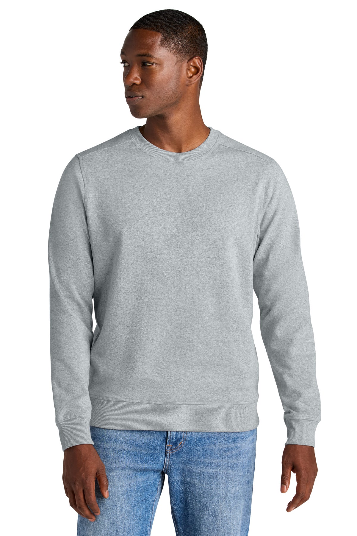 Custom Embroidered District Sweatshirts/Fleece in Light Heather Grey