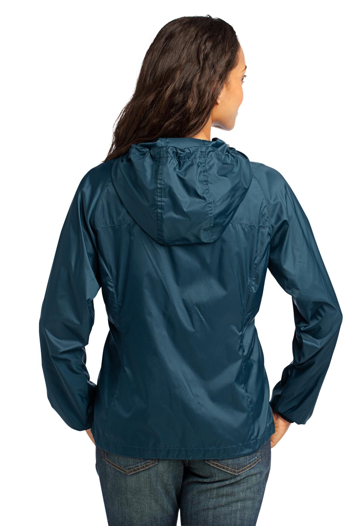 Custom Embroidered Eddie Bauer Women's Packable Wind Jacket. EB501,Adriatic Blue